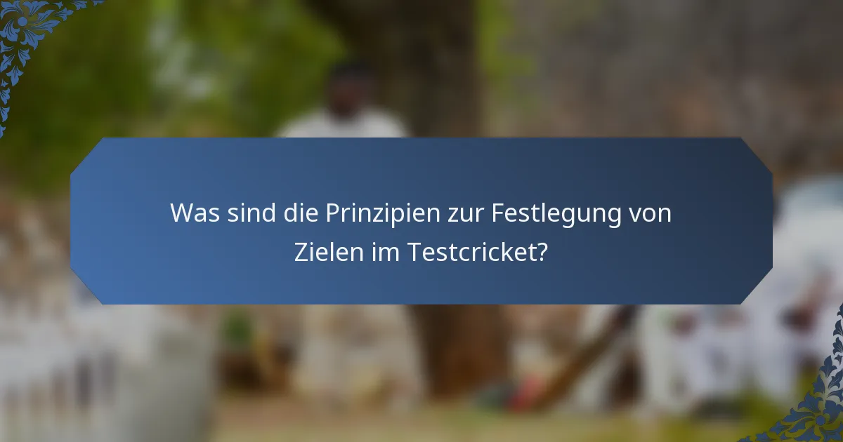 Was sind die Prinzipien zur Festlegung von Zielen im Testcricket?