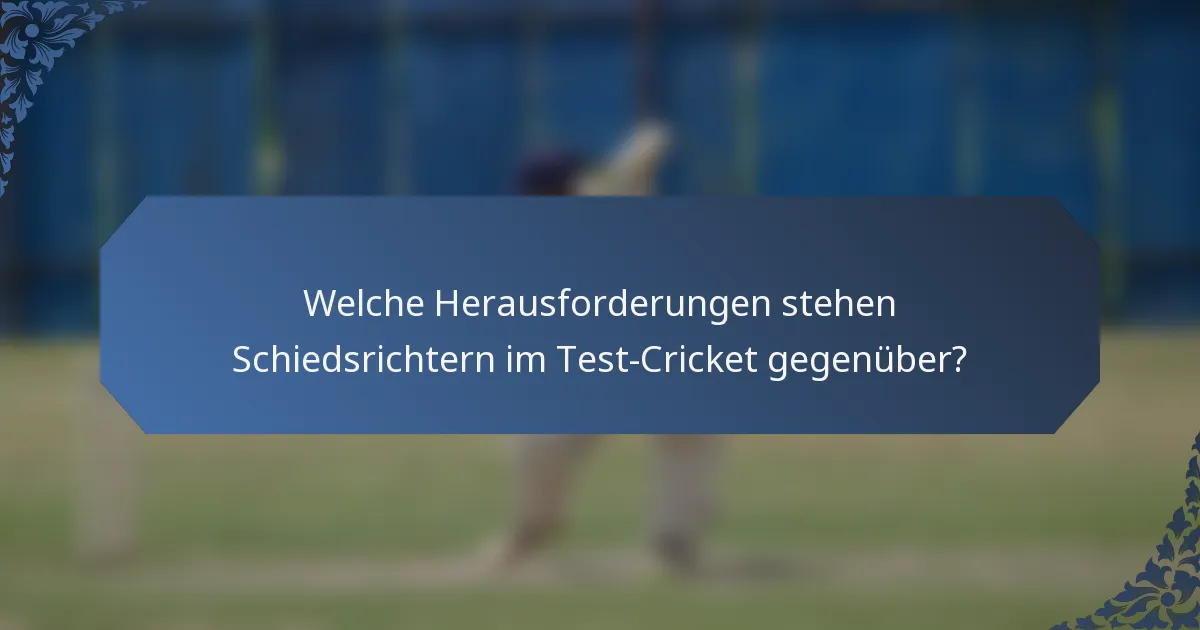 Welche Herausforderungen stehen Schiedsrichtern im Test-Cricket gegenüber?