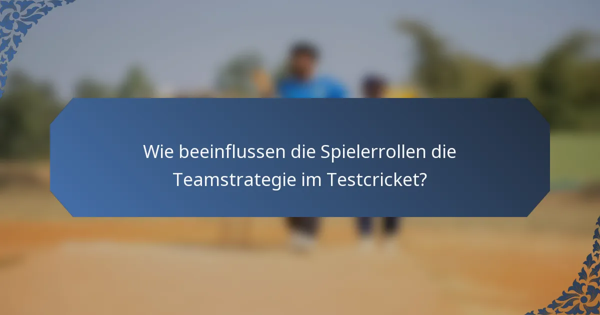 Wie beeinflussen die Spielerrollen die Teamstrategie im Testcricket?