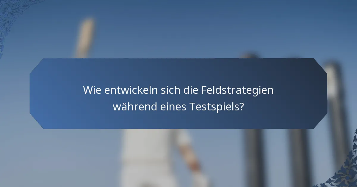 Wie entwickeln sich die Feldstrategien während eines Testspiels?
