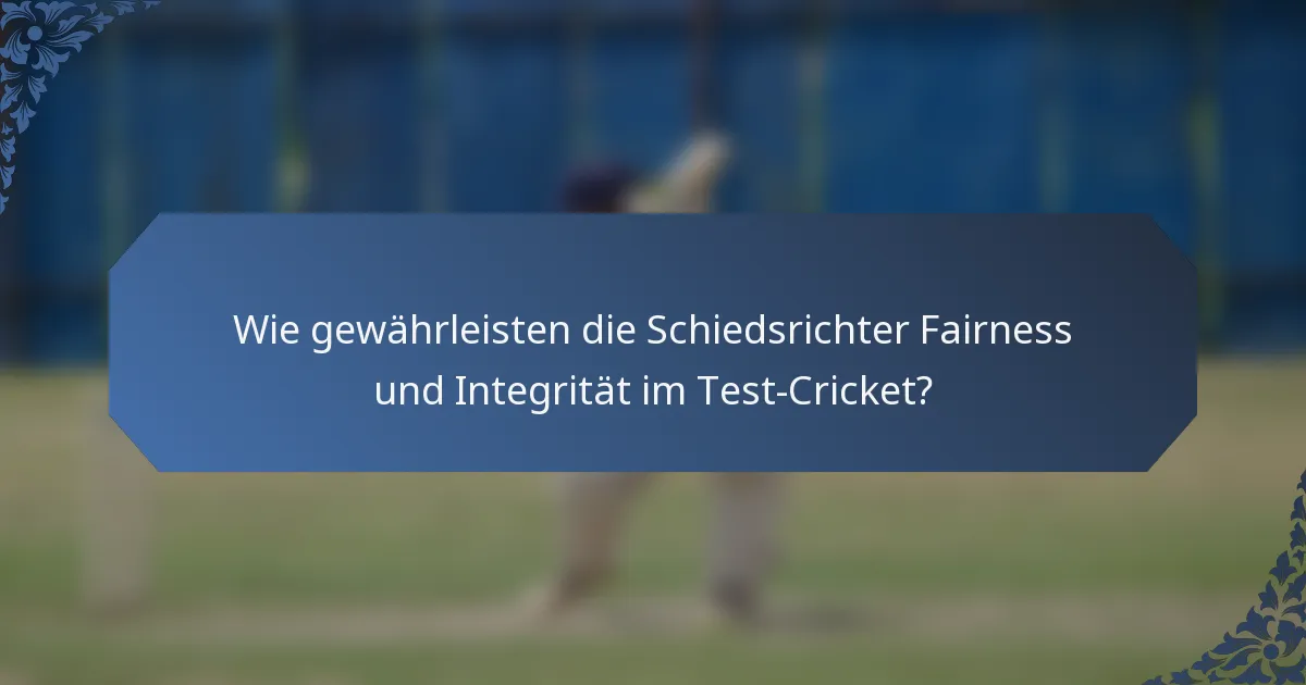 Wie gewährleisten die Schiedsrichter Fairness und Integrität im Test-Cricket?